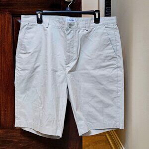 Calvin Klein Men's Flat Front Shorts, Bone, Sz 36 (10" Inseam)